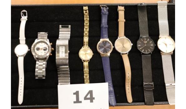 8 diverse horloges w.o. FOSSIL, RODANIA, GEUSS, enz